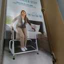 Stander Step-Stool, Portable Step with Adjustable Handles for Seniors and Elderly Adults, Extra Wide Heavy Duty Step-Ladder for Fall Prevention, Grab Bars, Motion Activated LED Light, White