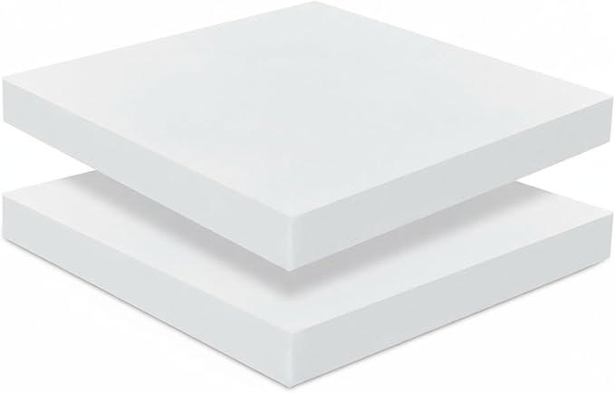 Frienda 2 Pack 2" x 20" x 20"Upholstery High Density Foam Cushion Replacement Square Cut to Size Foam Couch for Chair Couches Padding Shipping Packing DIY Cosplay Projects(White)