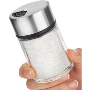 Salt Shaker or Pepper Shaker with Adjustable Pour Holes - Stainless Steel Spice Dispenser - Perfect for Pink Himalayan, Table Salt, Black and White Pepper. (2.4 oz)