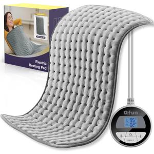 Electric Heating Pad for Back Pain Relief Extra Large 20 x 40, King Size Heated Pad Moist for Pain Muscle, Heating Pads with Heat Settings & Auto-Off for Cramps, Abdomen, Waist, Shoulder (Gray)