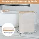 iEGrow 150L Laundry Basket with Lid, Large Laundry Hamper with Bamboo Handle, Collapsible Dirty Clothes Hamper Organizer with 2 Removable Inner Bags for Clothes Toys Towels - Beige