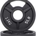 Signature Fitness 5Lb(Set of 2) Cast Iron Plate Weight Plate for Strength Training and Weightlifting, Olympic or Standard