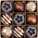 DecorbyHannah Large Christmas Ornaments, 9ct 3.15 inches Blue Copper Celestial Ball Ornaments for Christmas Tree Decorations Set, Shatterproof Plastic Hanging Balls Bulk for Xmas Indoor Party Decor