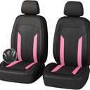 4PCS Cooling Car Seat Covers,Breathable Front Seat Covers with Mesh Construction and Foam Padding,Car Seat Protector to Reduce Back Sweating,Universal Car Interior for Car SUV (Pink)