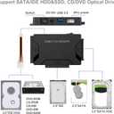 Hard Drive Reader, USB 3.0 to IDE and SATA Adapter External Hard DriveConverter for Universal 2.5/3.5 HDD/SSD Hard Drive Disk Includes 12V Power Adapter, Support 6TB - Black