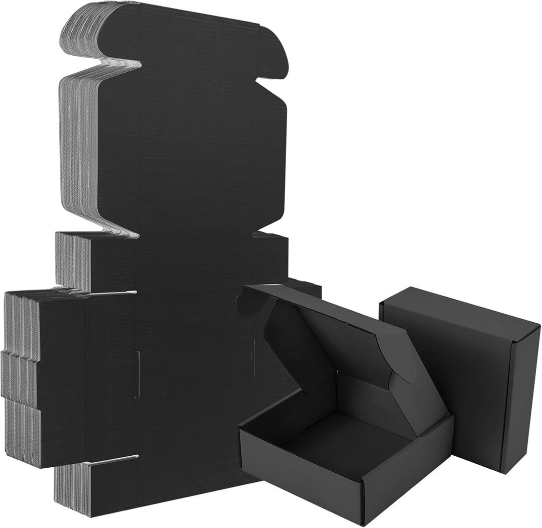 25 Pack Small Shipping Boxes Black Corrugated Cardboard Box 7x5x2 inchesCorrugated Box for Packaging Small Business,Mailing Packing Literature Mailer,Shipping Gift Boxes