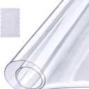 VEVOR Clear Table Cover Protector, 18" x 36" Customizable Plastic Desk Protector, 1.5 mm Thick Clear PVC Cover, Waterproof Desktop Guard for Writing, Coffee, Dining Room Desk