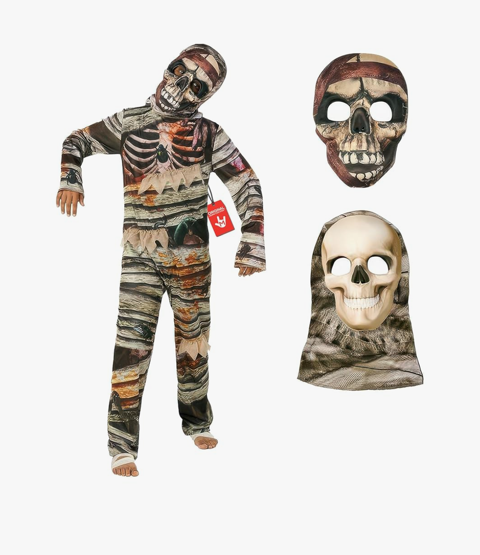 Morph Mummy Costume for Kids, Two-Faced Mummy Outfit, Halloween Mummy Costume for Children, Spooky Dress-Up Fun