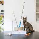 Magnetic Catch Wand (Max 40") Cat Toy  Interactive Telescoping Wand for Indoor Cats and Kittens, Magnetic Easy Catch & Release, Durable Enrichment Toy with 3 Lures (Cyan)