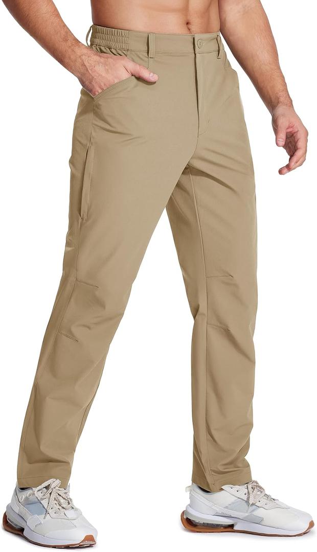 MAGCOMSEN Men's Lightweight Hiking Pants with 4 Pockets Water Resistant Quick Dry Fishing Travel Work Outddoor Pants (Khaki)
