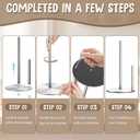 Paper Towel Holder Countertop, Premium Stainless Steel Silver Paper Towel Holder with Anti Slip & Waterproof, Freestanding Countertop Paper Towels Holder for Kitchen, Tabletop, Bathroom