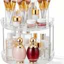 2 Pack Rotating Makeup Organizers,2 Tier Bathroom Counter Makeup Organizer,360 Rotating Vanity Organizer for Lotion, Hair, Beauty Products, Skin Care Holder, and Skincare Organizer Countertop