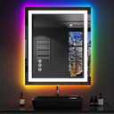 LOAAO 24"X32" LED Bathroom Mirror with Lights, Anti-Fog, Dimmable, RGB Backlit + Front Lighted, Bathroom Vanity Mirror for Wall, Memory Function, Shatter-Proof, Tempered Glass