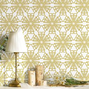 CiCiwind 17.3393.7 Peel and Stick Wallpaper White and Gold Geometric Wall Paper Modern Striped Contact Paper Removable Self Adhesive Wallpaper for Bedroom Bathroom Walls Covering