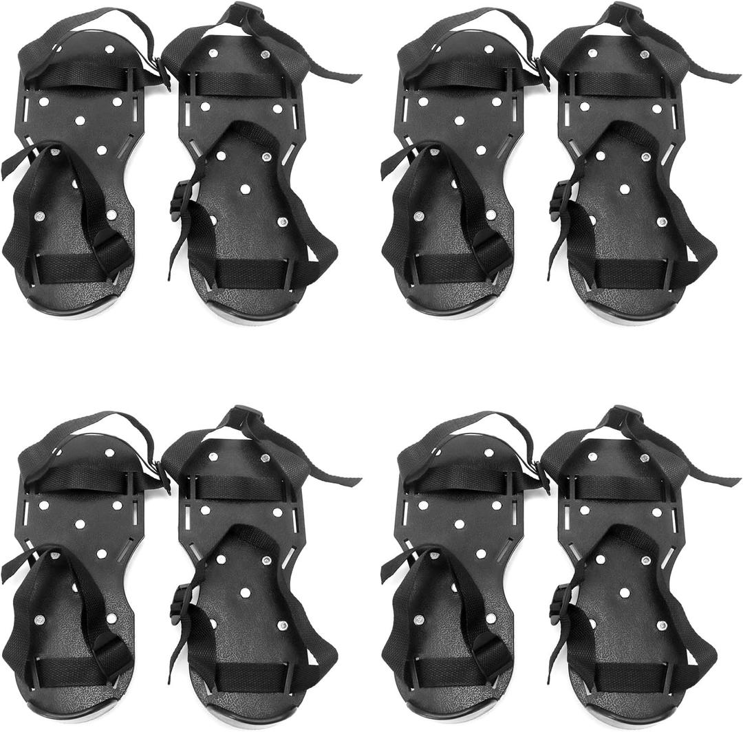 QWORK Gunite Spiked Shoes With 3/4 Short Spikes Perfect For Epoxy Floor, Overlays, Cover Installation, Green Color (Pair) (Black)