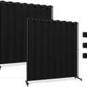 Room Divider Kit, 13.1 ft x 6.6 ft, 4 Rolling Wheels Curtain Divider Stand, Metal Frame, Darking Curtain, L-Shape Dressing Room for Boutique, Expandable Room Partition for Home