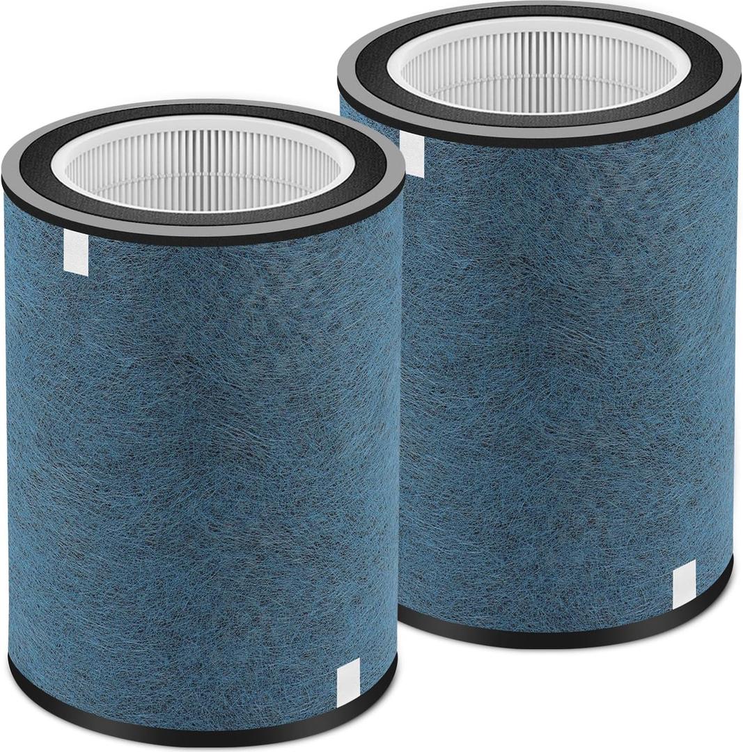 2Pack HP202 HP302 Replacement Filter Compatible with Shark HP201 HP202 HP302 HP301 HC502 AP1000 Air Purifier MAX, True Filter Cleans Up to 99.98% Particles Part # HE2FKBAS, HE2FKBASMB, Blue