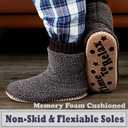 Men's Warm Up House Boots, Thick Fuzzy Sherpa Fleece Winter Moccasin Socks Non-slip Soles, Cozy Soft Comfy Indoor Shoes Rubber Grippers (14-15)