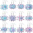 Remuuly 12 Pairs Christmas Diamond Art Earrings Making Kit 5D DIY Dangle Drop Diamond Art Painting Earrings Ornament Christmas Jewelry Making for Adults Women Tool Kit(Snowflake Style)