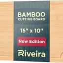 Riveira Wood Cutting Board  Gourmet Bamboo Grandeur: 15 x 10 Inches Wooden Cutting Boards For Kitchen  Natural Cutting Boards For Kitchen  Innovative Juice Grooves Non Toxic Cutting Board