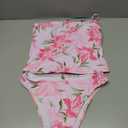 ZAFUL Women's Floral Tankini Swimsuits Bandeau Tummy Control High Cut Tankini Set Two Piece Bathing Suit (S)