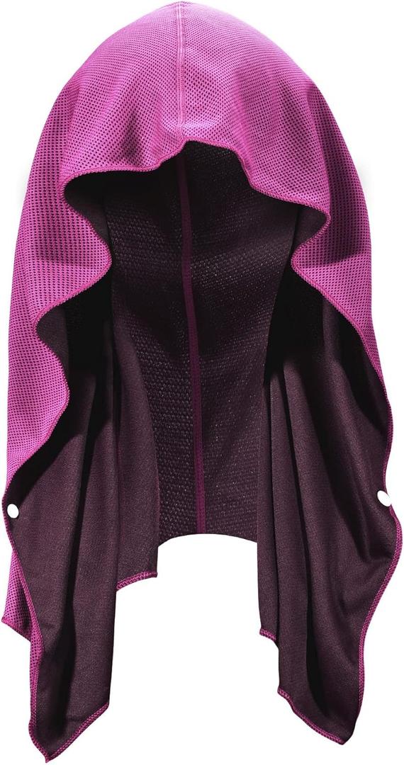 U-pick Cooling Towels Hoodie Towel for Neck and Face, UV Sun Protection Breathable Soft Instant Cool, Quick Dry Sweat Towel for Gym, Golf, Running, Beach, Camping & More (25"x12")