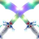 JOYIN 2 Deluxe Pirate 19.5" LED Light Up Flashing Buccaneer Swords with Motion Activated Clanging Sounds for Realistic Play, Halloween Party, by Spooktacular Creations