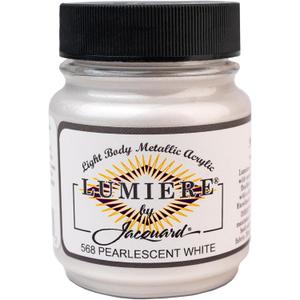 Jacquard Lumiere 2.25oz Fabric Paint Pearlescent White - Metallic Paint for Fabric, Leather, Canvas, Paper and Wood - Light-bodied Metallic Acrylic Paint - Lightfast & Vibrant Metallic Acrylic Paints
