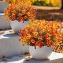 12 Bundles Artificial Flowers Outdoor Fake Fall Flowers for Outside Decoration UV Resistant Plastic Faux Plants for Garden Window Porch Balcony Fall Wedding Thanksgiving Decor(Mix) (Yellow&orange)