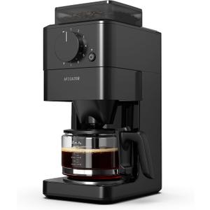 Drip Coffee Maker with Grinder Built in, Automatic Grind and Brew Coffee Machine with 10 Cup Glass Carafe, Reusable Filter, 2-Hour Warm Plate, for Home Offices or Large Families, Black