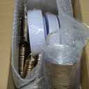 WELLIFE 300 PCS Gold Dinnerware Set for 50 Guests, Gold and White Disposable Plastic Plates for Party, 50 Dinner & Salad Plates, 50 Cups Forks Knives Spoons for Wedding and Party Supplies