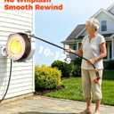 5/8 in 115ft Retractable Garden Hose Reel with Auto Rewind Any Length Lock Heavy Duty Hose Reel,9-Pattern Nozzle,180°Swivel,UV Resistant Wall Mount Water Hose Reel for Outdoor Garden Car Pet Patio