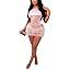 Kafiloe Women Sexy 2 Piece Outfits Clubwear One Shoulder Metallic Bodysuit Top Night Party Club Mini Skirt Set (Large, PInk)