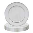 MAONAME 13" Round Charger Plates Set of 12, Antique White, Plastic for Dinner Plates, Beaded Table Chargers for Wedding, Party