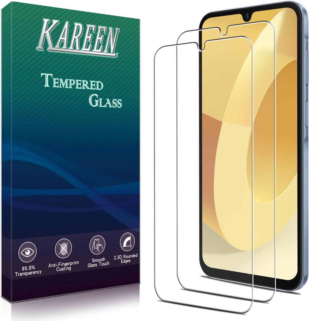 KAREEN 2-Pack Screen Protector for Samsung Galaxy A15 5G Tempered Glass, Anti Scratch, Bubble Free, 9H Hardness, Easy to Install (Clear)