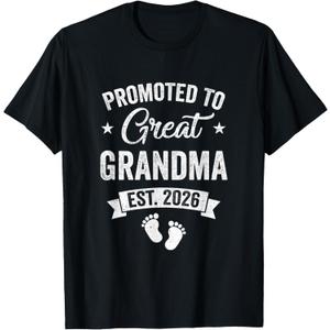 Promoted to Great Grandma Est 2026 Pregnancy Announcement T-Shirt, Size L