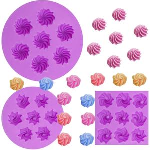 Cream Silicone Fondant Molds 3 Pieces, Cookie Chocolate Molds for Candy Cake Decortaion Cupcake Toppers Creative Desserts Clay