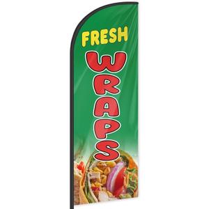 Fresh Wraps Feather Flag for Business Advertising 6 FT Swooper Flag for Storefronts Retailers Shops Food Trucks Events and Fairs (Flagpole Not Included)