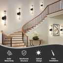 Wall Sconces Set of 2, Farmhouse Vanity Lights Fixtures for Bathroom, 2-Light Modern Bath Wall Mount Lamp with Glass Rods Shade for Hallway, Living Room, Mirror, Kitchen