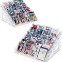 2 Pack 7-Tier Acrylic Card Display Stand - Trading Card Display Stand for PSA/Sports Cards, Versatile Greeting Card Holder, Portable Display Rack for Collectibles and Graded Cards on Tabletop