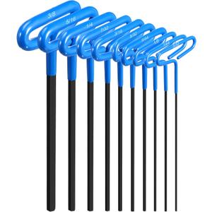 Honoson 10 Pieces T-handle Hex Key Set 9 Inch Long Hex Key Wrenches Kit Sizes 3/32, 7/64, 1/8, 9/64, 5/32, 3/16, 7/32, 1/4, 5/16, 3/8 Inches for Christmas Men Gift(Blue)