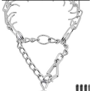 Pack Of 2 Dog Prong Collar, Ultra-Plus Chrome Plated Training Collar with Quick Release Clip for Dogs, Adjustable Pet Pinch Collar with Silver Plating for Small Medium Large Dogs (L)