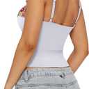 PINKMSTYLE Womens Floral Embroidered Corset Top Bustier Tank Top with Adjustable Straps Date Night Party Going Out Top (White, L)
