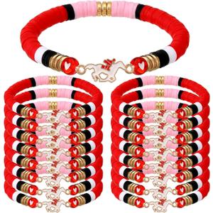 Huquary 24 Pcs Derby Party Favors Horse Bracelets Bulk Horse Racing Polymer Clay Beaded Bracelets Party Supplies Derby Jewelry Gifts Sport Decoration for Animal Competition Event Supplies