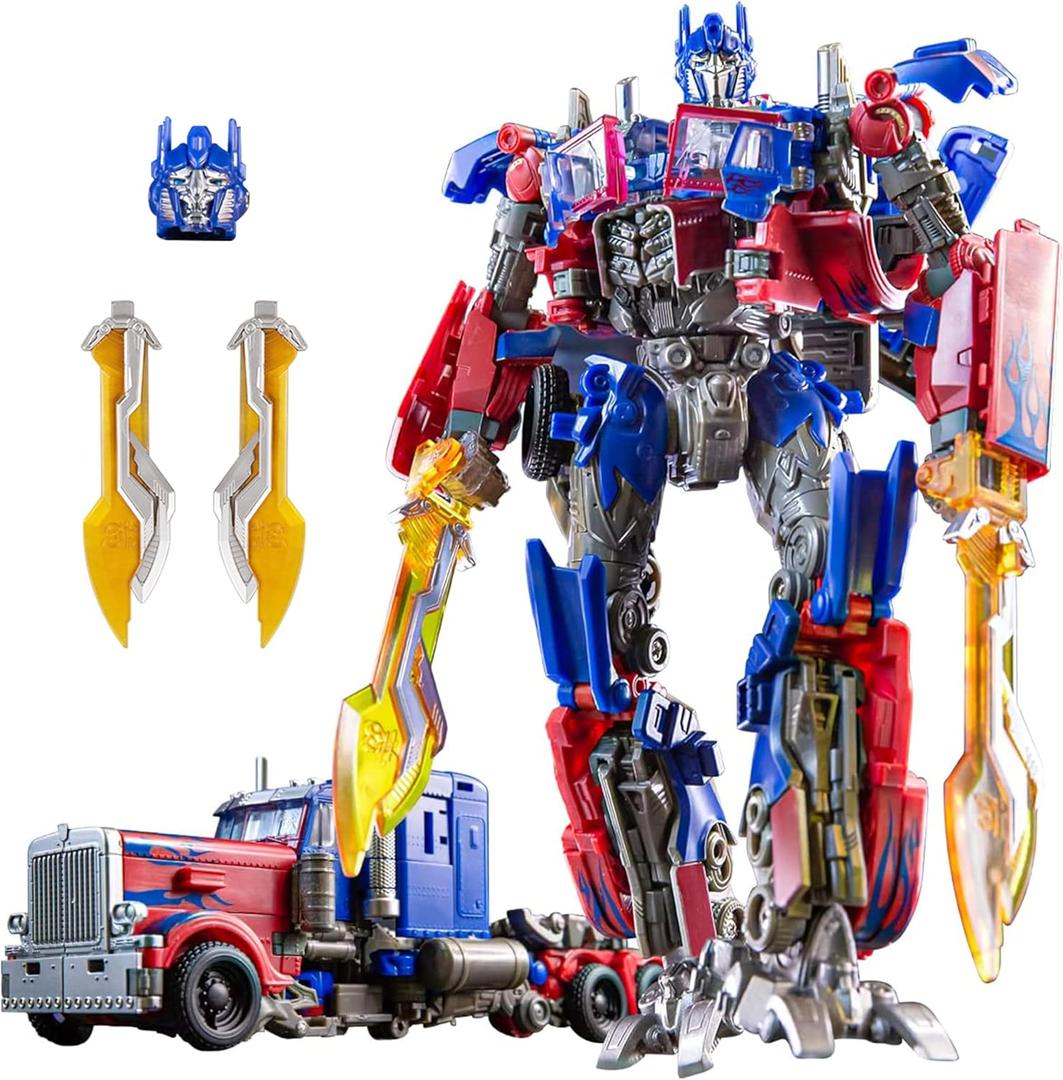 Transforming Toys Figures, Deformation Car Robot Toy with Extra Interchangeable Head & Weapons - Action Figure for Kids 7 +, Birthday Toy