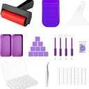 LIRUNQIU 46 PCS Diamond PaintingTools Kit, Complete Accessories Set with Anti-Slip Mat, Tweezers, Roller, Wax Pen, Storage Containers, Trays for Adults Kids Beginners Art Crafts(Purple)