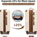 LARVENDER Luggage Sets 6 Piece, Expandable Luggage Set Clearance for Women, Suitcases with Wheels, Hardside Hard Shell Travel Luggage with TSA Lock (White Brown, 6pcs)
