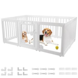Amazon.com : BUMUBI Dog Playpen Fence Clear Acrylic Pet Puppy Foldable Kennel for Small Dogs Plastic Puppy Enclosure for Cat Rabbit Indoor Whelping Box for Dogs with Gate (7 HDPE Panels+3 Transparent Panels) : Pet Supplies