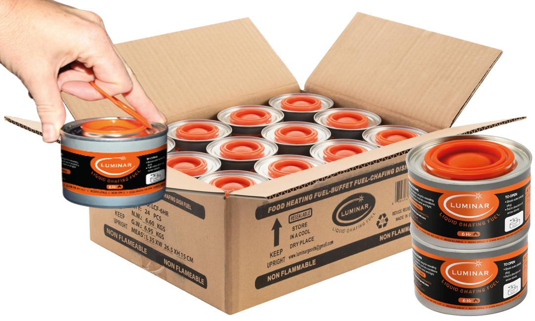 Luminar Resealable-Wick Chafing Fuel Cans, 21 Pack, 4 Hour - Premium Quality Burners for Food Warmers - No More Spills, Waste, or Hassle - Perfect for Convenient, and Long-Lasting Event Catering