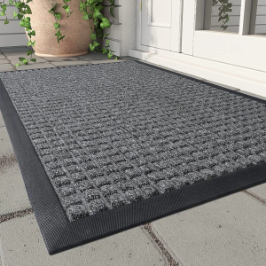 MontVoo-Door Mat Outside Entrance Outdoor Indoor Front Doormat for Entryway-Welcome Mat Durable Rubber Backed Entry Mat Non Slip Dirt Trapper Absorbent-Grey 36’’x60’’